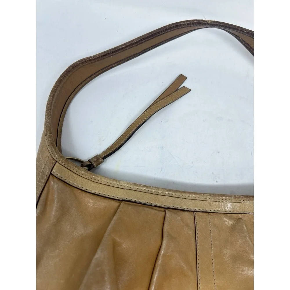Vintage Coach Ergo Pleated Hobo Bag 12235 Y2K Full Grain Leather Tan Camel